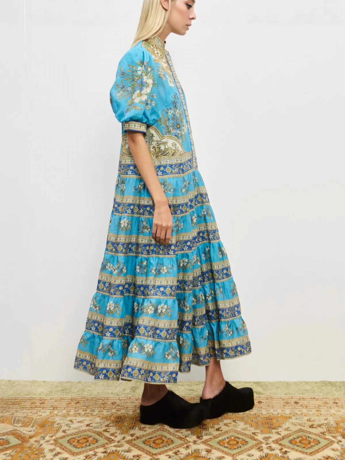 Azure Boho Tiered Maxi Dress