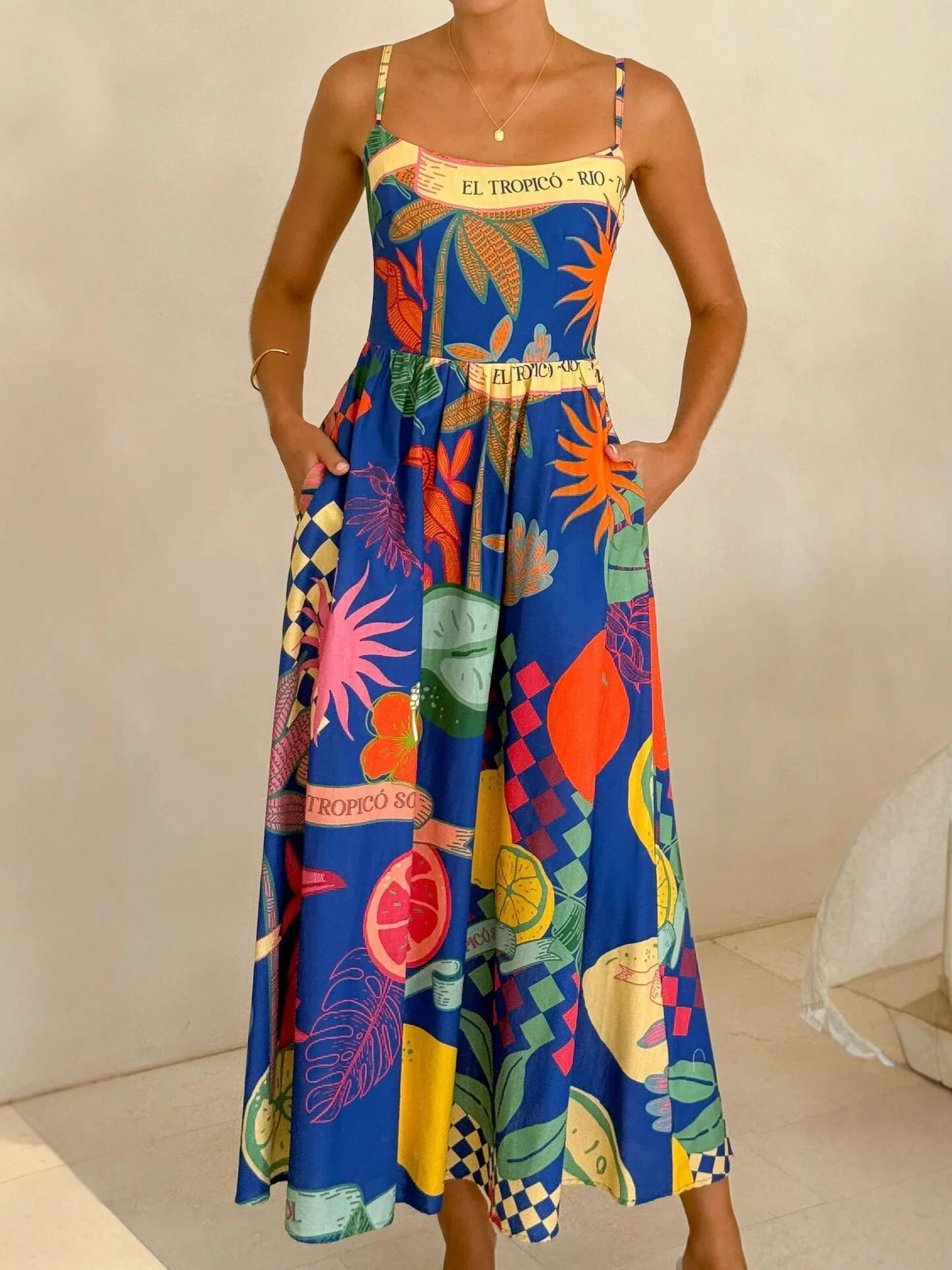 Tropico Fruit Print Cami Maxi Dress