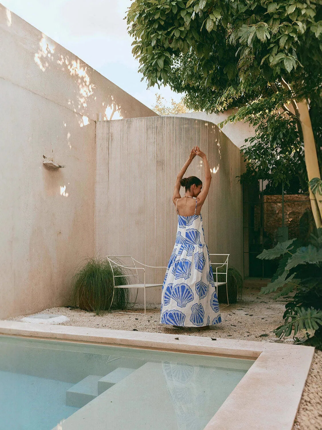 Azure Shell Print Cami Maxi Dress