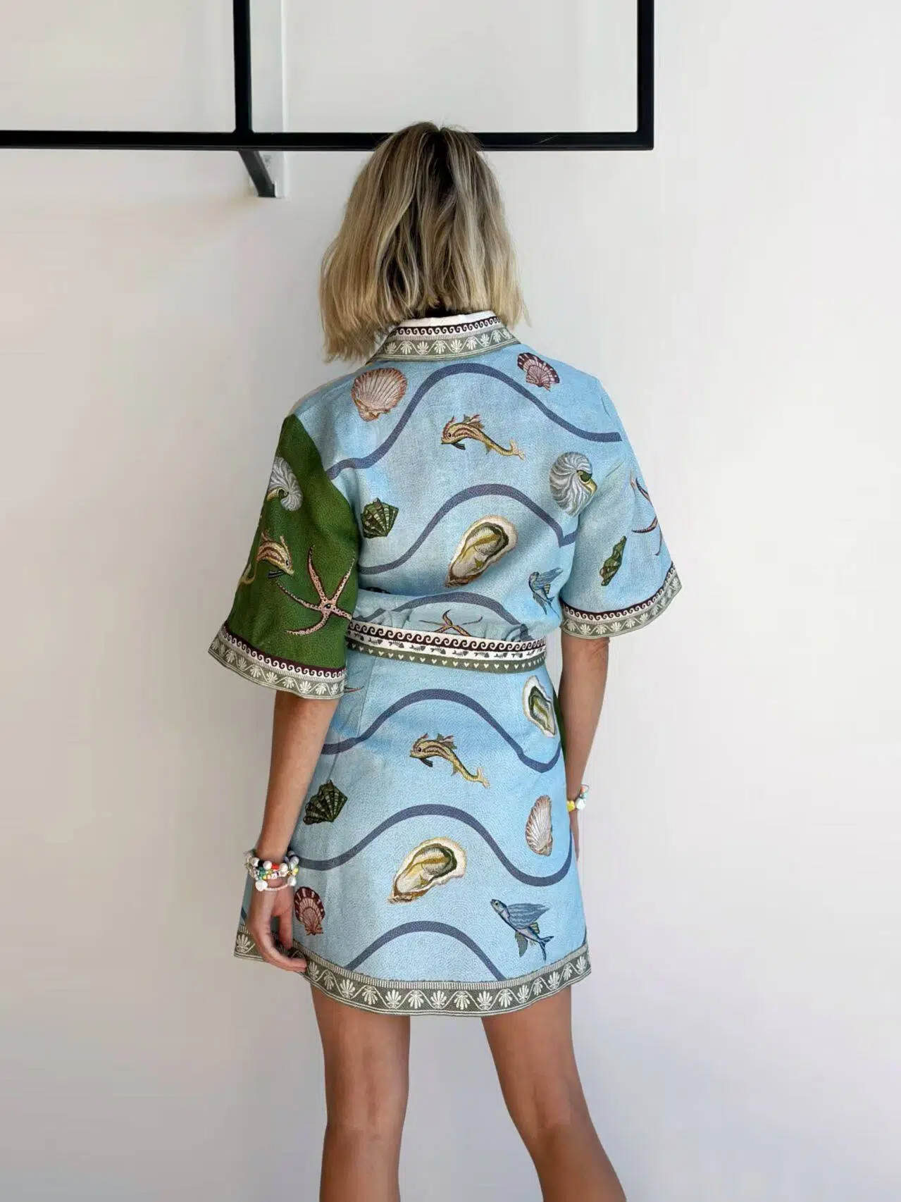 Marine Life Patchwork Shirt Dress
