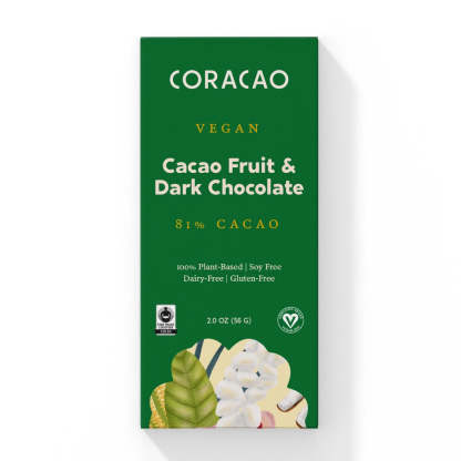 Vegan cacao fruit chocolate bar – a tangy, sweet, and rich dark chocolate experience.
