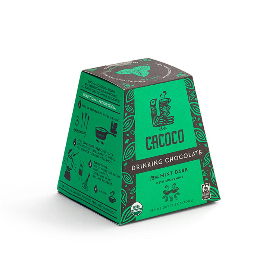 Mint Drinking Chocolate – A refreshing vegan, organic, and fair-trade hot chocolate blend.
