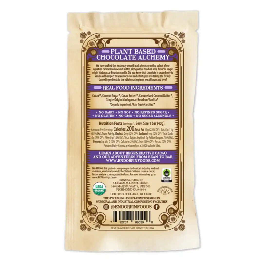 Vanilla Chocolate Bar 70% CASE OF 9