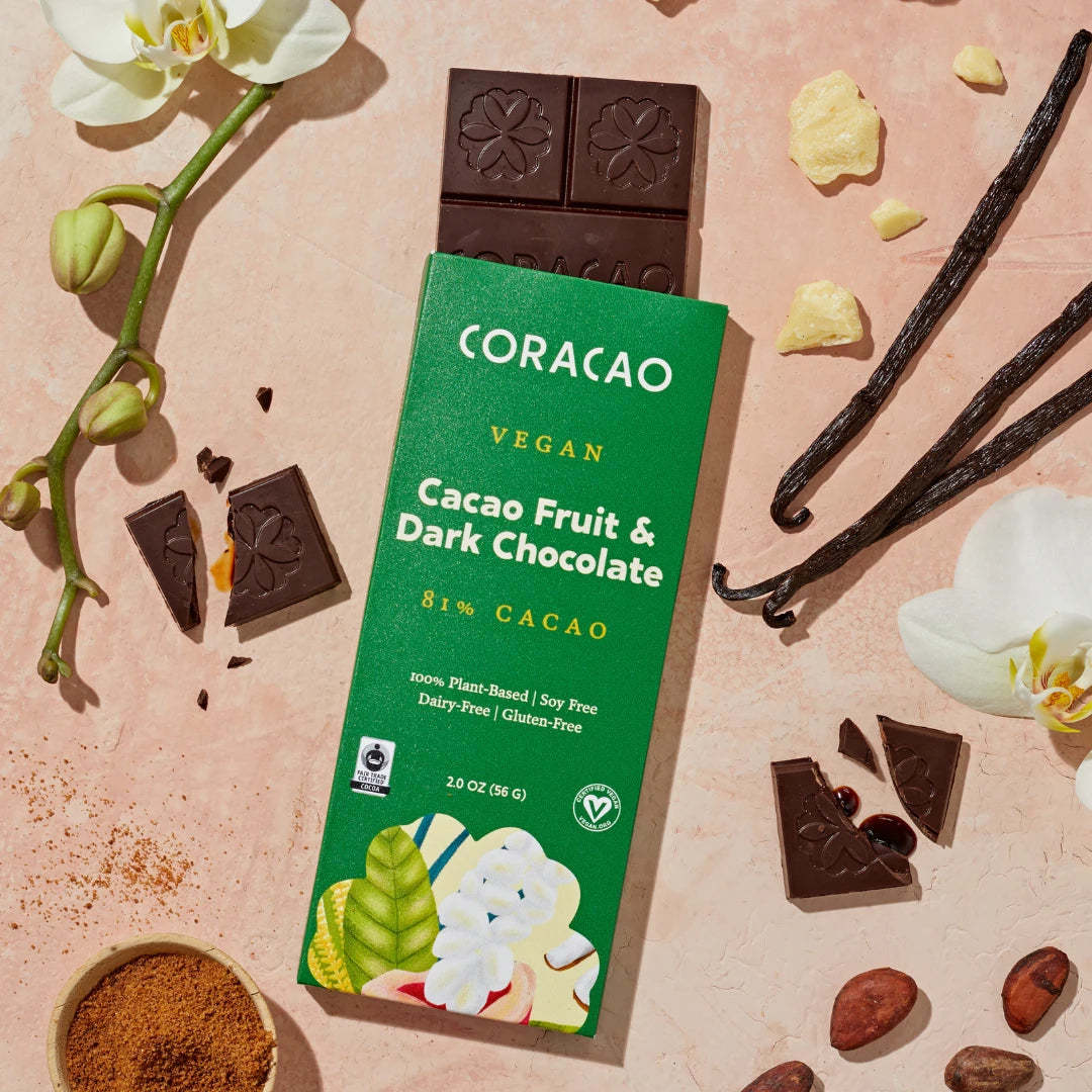 Soy-free, gluten-free cacao fruit chocolate bar – enjoy the whole cacao pod experience.





