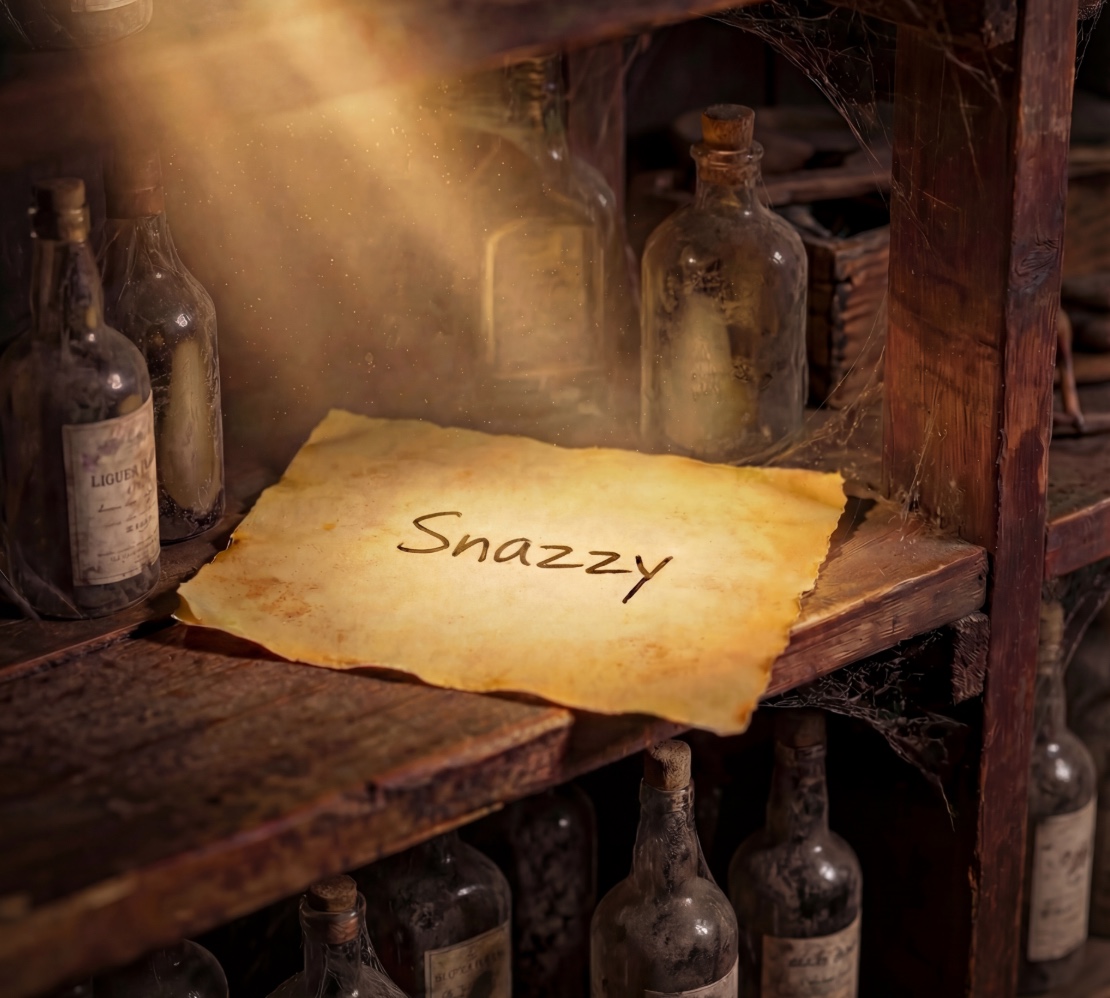 Inside, he found
one word: Snazzy.