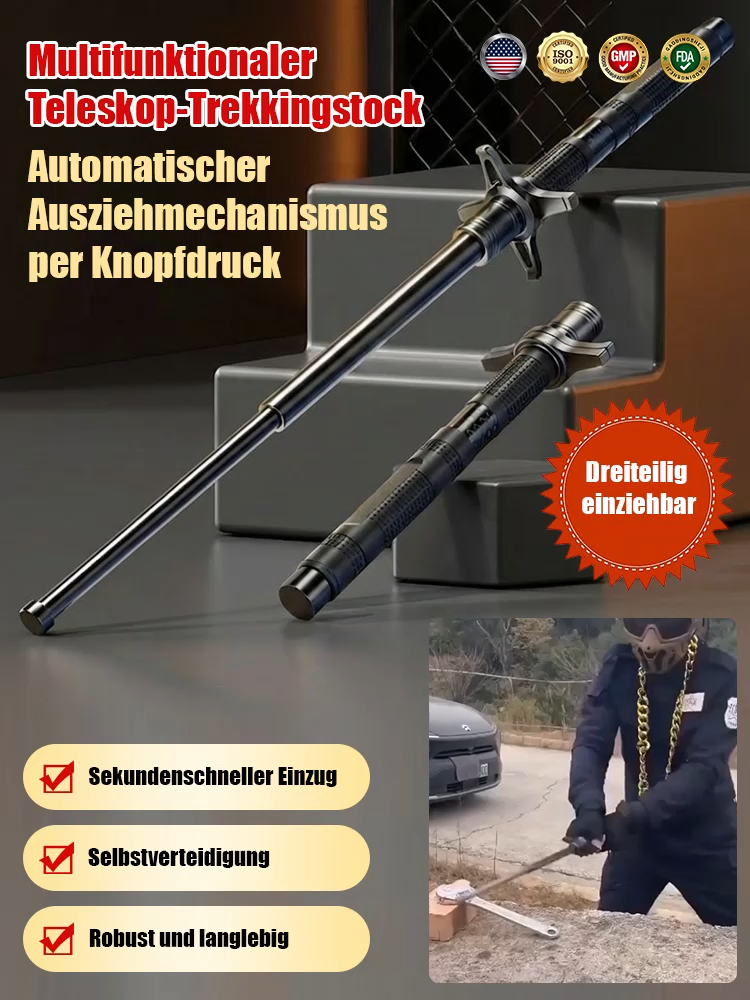 Dreiteiliger, ausziehbarer, tragbarer Wanderstock