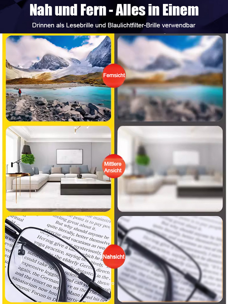 Retro-Halbbrillen mit Blaulichtschutz für Alterssichtigkeit.