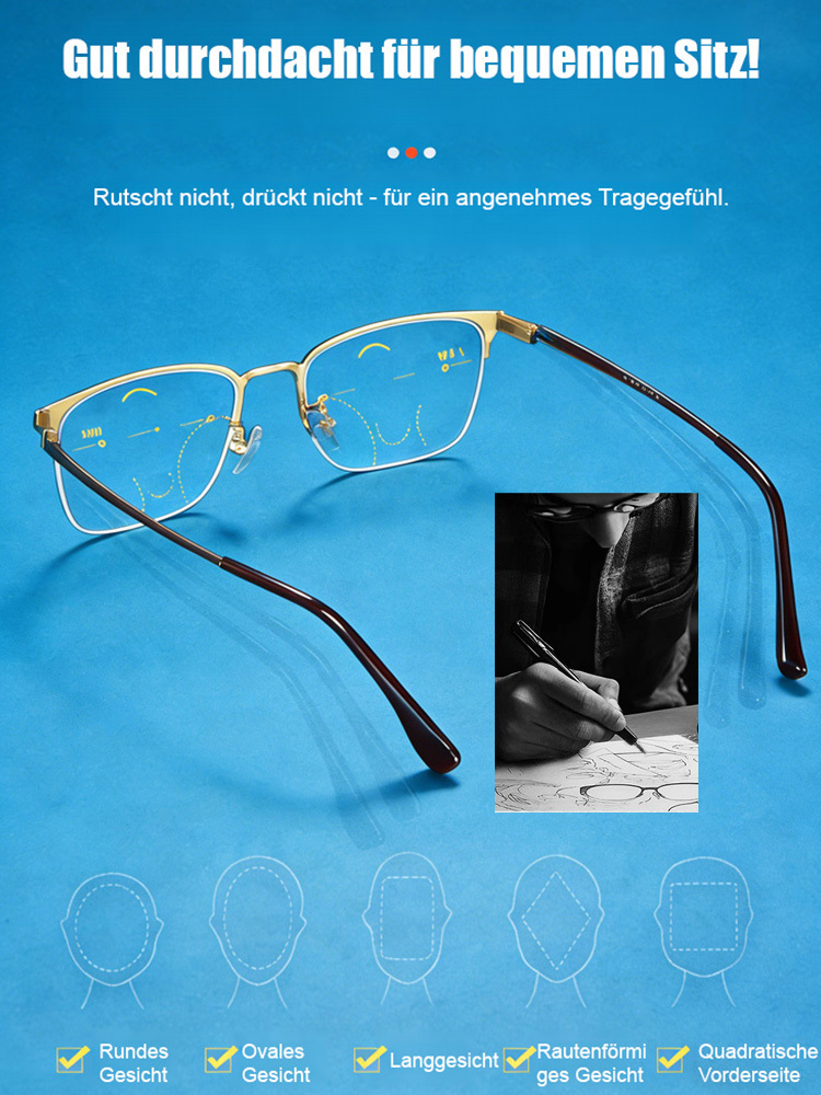 Retro-Halbbrillen mit Blaulichtschutz für Alterssichtigkeit.