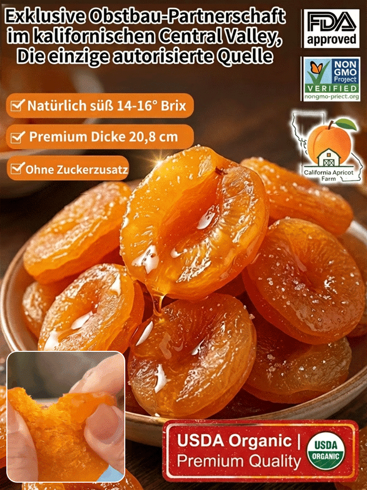 Entkernte goldene getrocknete Aprikosen