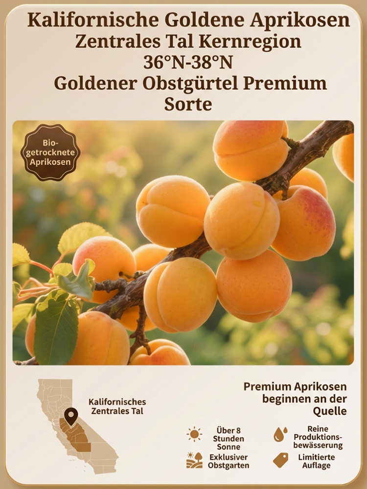 Entkernte goldene getrocknete Aprikosen