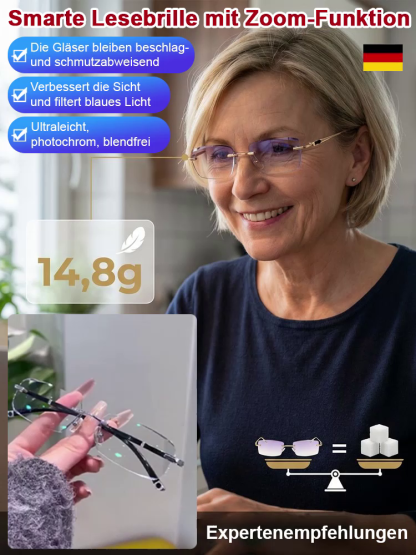 【Jena Smart-Brille: 0,1s Autofokus】Anti-Blaulicht-Lesebrille – Je länger Sie hinsehen, desto klarer wird es.