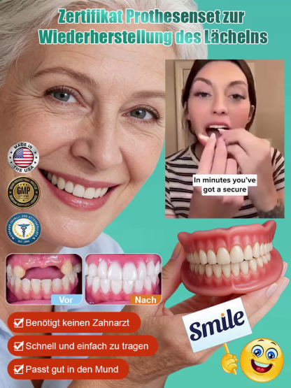 【100% realistisches Zahnprothesen-Set】Vollfunktions-Zahnprothesen