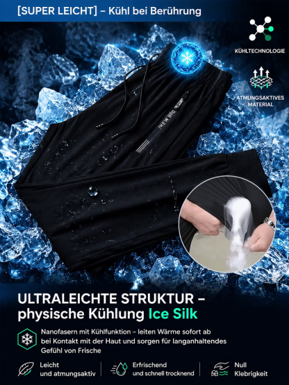 Leichte Eisseide-Herren-Sommerhose | 10°C Kühleffekt! Klimakomfort wie eine Klimaanlage | Für alle Körperbauarten