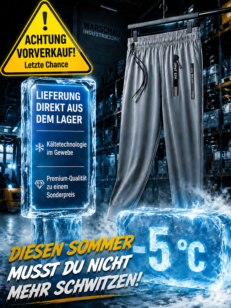 Leichte Eisseide-Herren-Sommerhose | 10°C Kühleffekt! Klimakomfort wie eine Klimaanlage | Für alle Körperbauarten