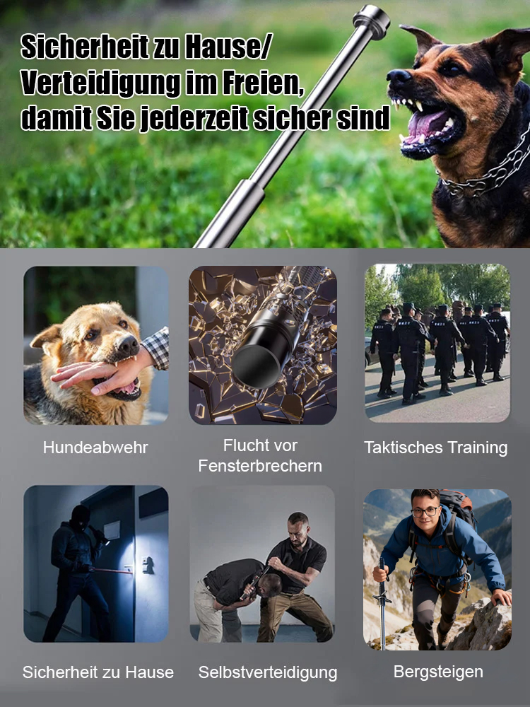 Dreiteiliger, ausziehbarer, tragbarer Wanderstock