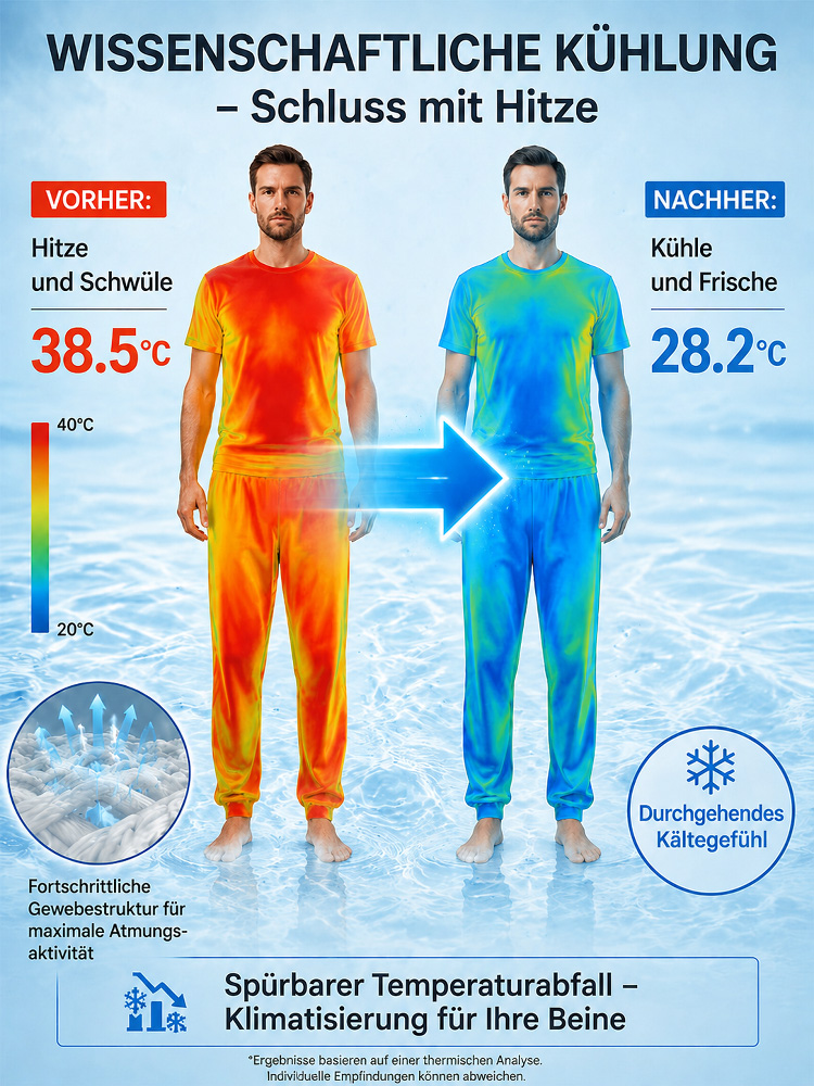 Leichte Eisseide-Herren-Sommerhose | 10°C Kühleffekt! Klimakomfort wie eine Klimaanlage | Für alle Körperbauarten