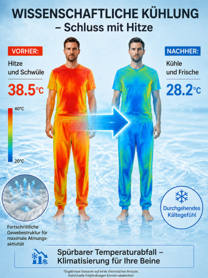 Leichte Eisseide-Herren-Sommerhose | 10°C Kühleffekt! Klimakomfort wie eine Klimaanlage | Für alle Körperbauarten