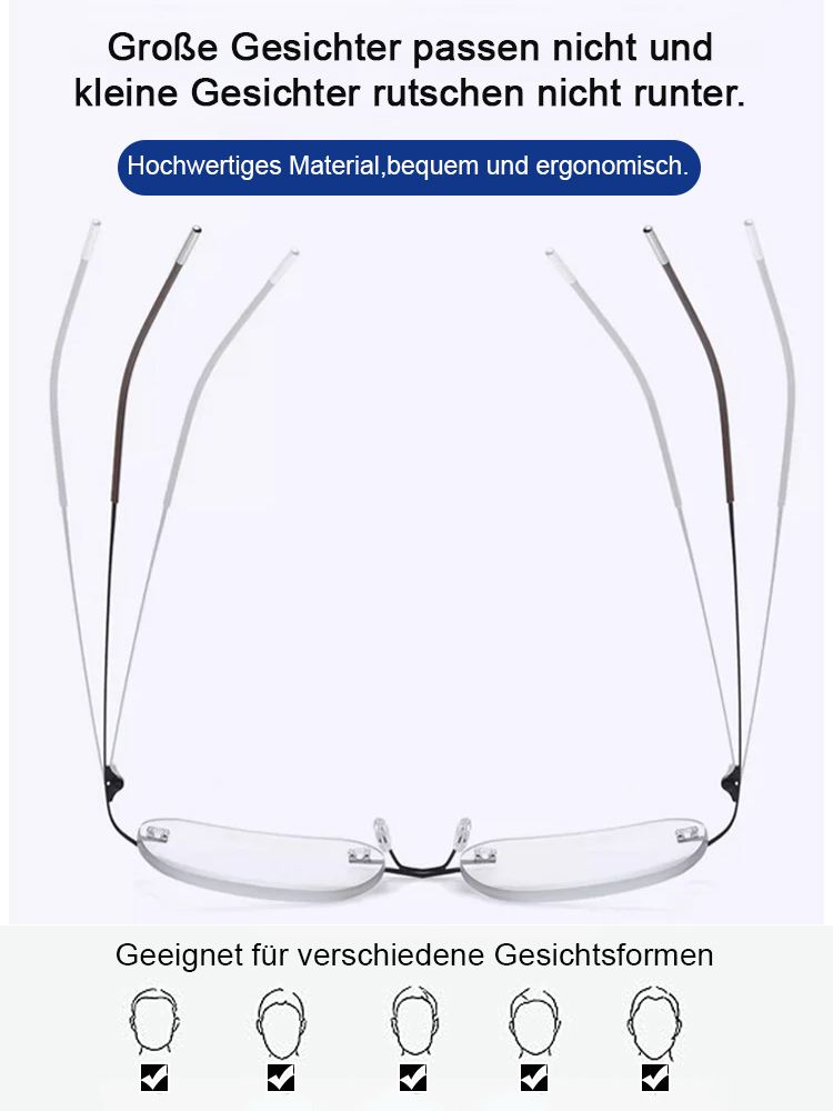 【Hergestellt in Deutschlands Optikhauptstadt】Eterlens Lichtempfindliche rahmenlose Gleitsichtbrille für Damen und Herren