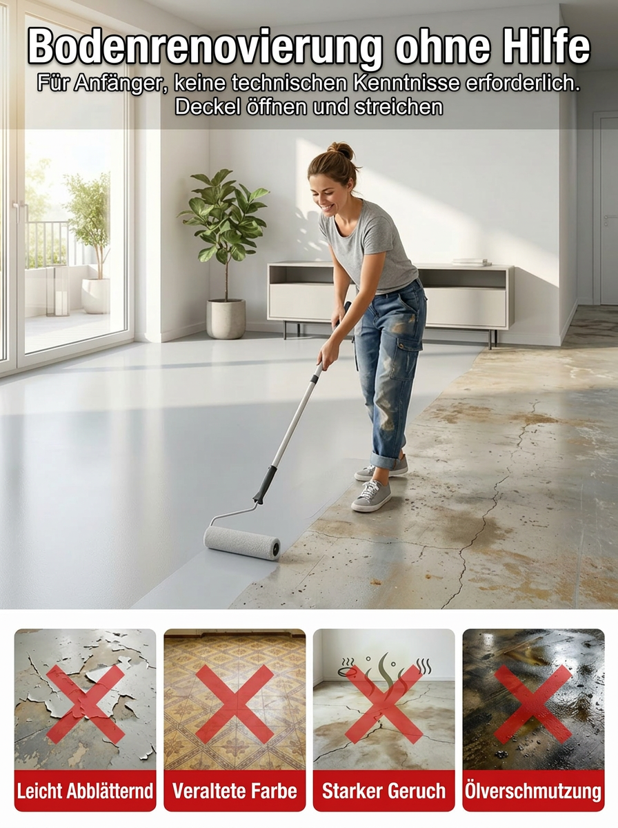 Auch mit Heimwerken lassen sich professionelle Ergebnisse erzielen!🔥Abriebfeste, rutschfeste selbstnivellierende Epoxid-Bodenbeschichtung (ölbasiert)