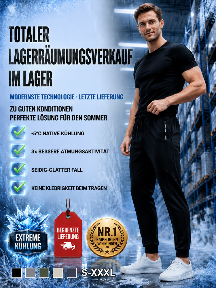 Leichte Eisseide-Herren-Sommerhose | 10°C Kühleffekt! Klimakomfort wie eine Klimaanlage | Für alle Körperbauarten