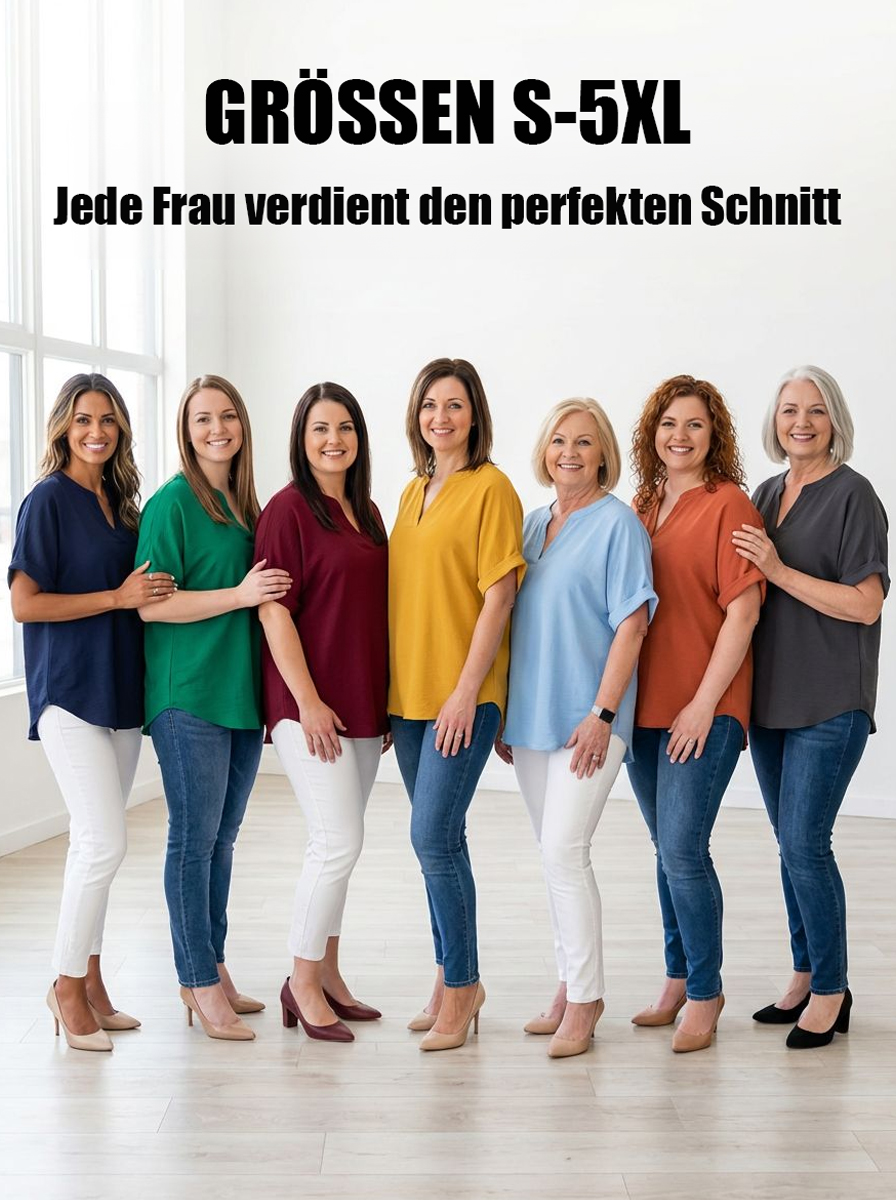 Atmungsaktiver reinfarbiger V-Kragen Leisure Kurzarm丨Optisch 5 Kilo schlanker in Sekunden