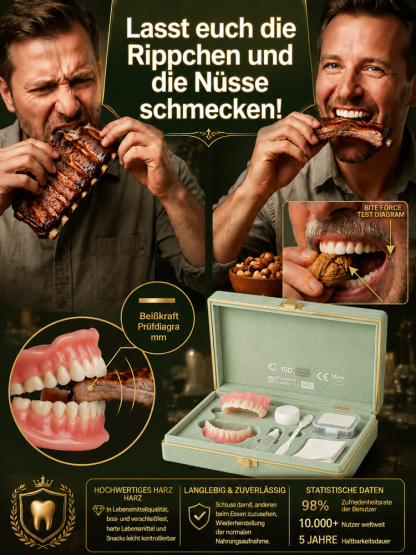 【🔥Hochwertige, 100 % naturgetreue Zahnprothesen】Einfach 3 Minuten zu Hause einsetzen😁Wieder ein selbstbewusstes Lächeln, genießen Sie jedes Essen!