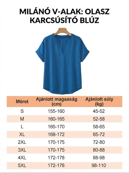 Lélegző egyszínű V-nyakú alkalmi rövid ujjú 👚 Milánói Elegancia – Tulipán Szabású Karcsúsító Ing