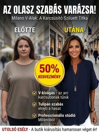 Lélegző egyszínű V-nyakú alkalmi rövid ujjú 👚 Milánói Elegancia – Tulipán Szabású Karcsúsító Ing