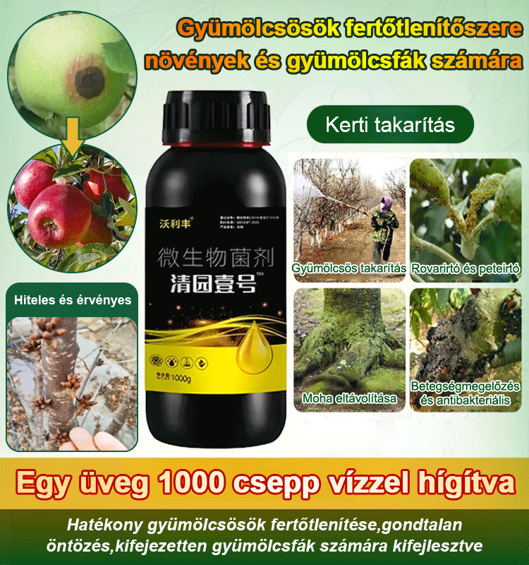 🌳 Rekordtermést akar? Kezdje a téli tisztítással! 1000 kg vízzel hígított egy üveg növényi gyümölcsfa tisztítószer