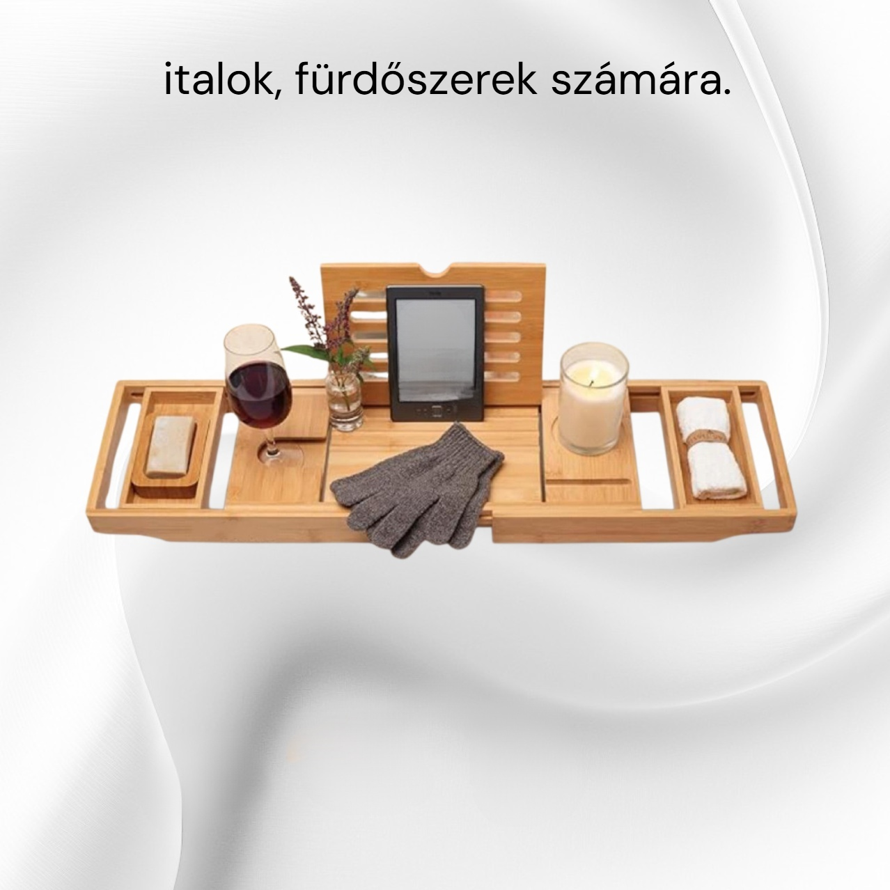 Bambusz fürdőkád tálca