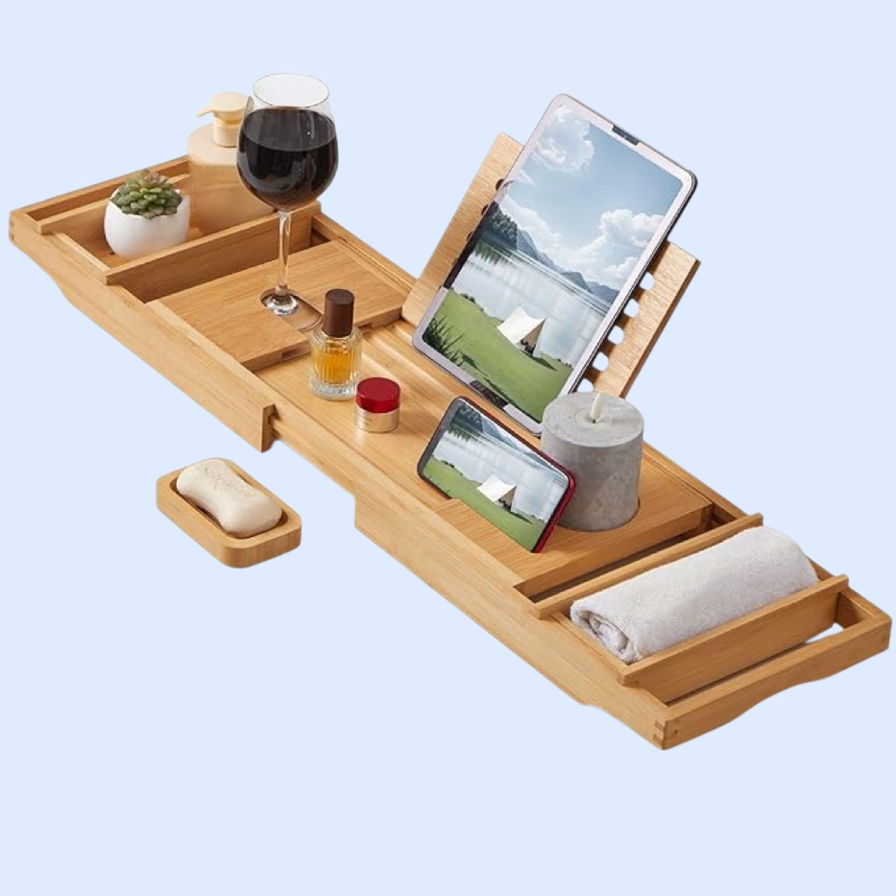 Bambusz fürdőkád tálca