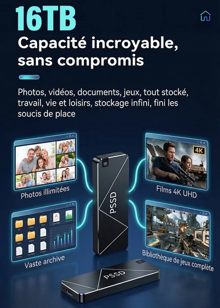 【Déstockage Port 】⏳⚡【Haute vitesse et stabilité】  Mini disque dur portable grande capacité