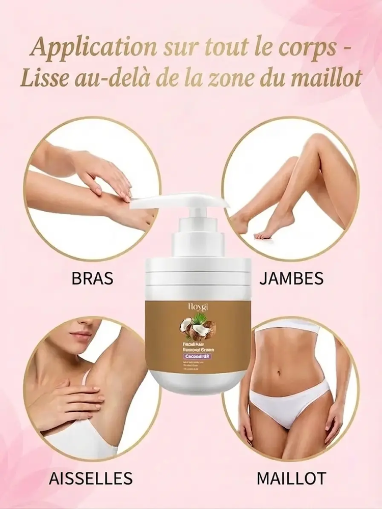 Épilation sans douleur] Crème dépilatoire à l'huile de coco et extraits végétaux