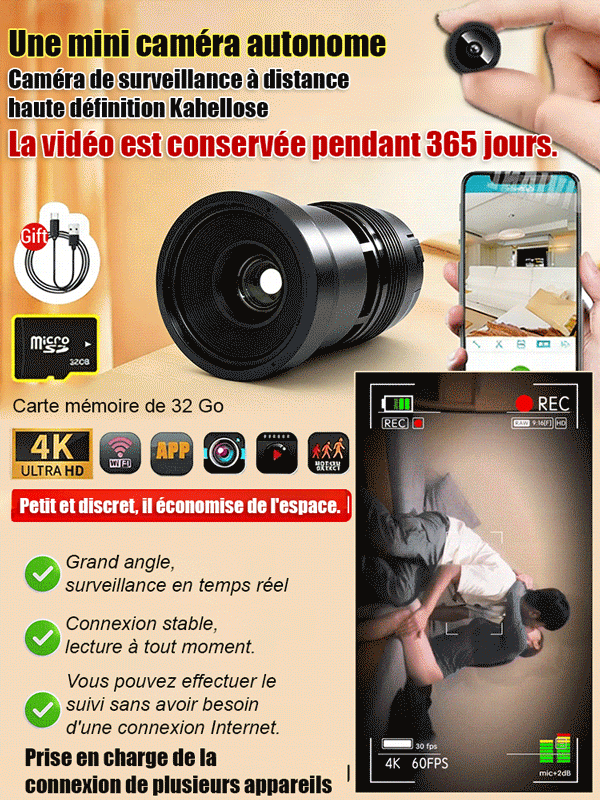 【3 mégapixels ultra haute définition】🏠 Protégez votre maison sans aucun abonnement ! 🛡️100% sans fil, discrète et installée en 1 minute. Profitez d'une sécurité totale directement sur votre smartphone.