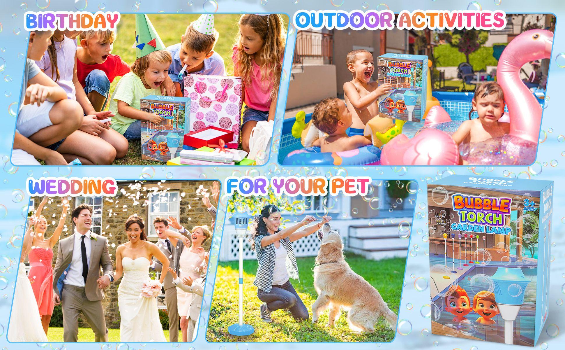 Automatic Handheld Bubble Machine for Kids, Bubble Maker Spring Summer Toys with Lights, Outdoor Rechargeable Blower for Children