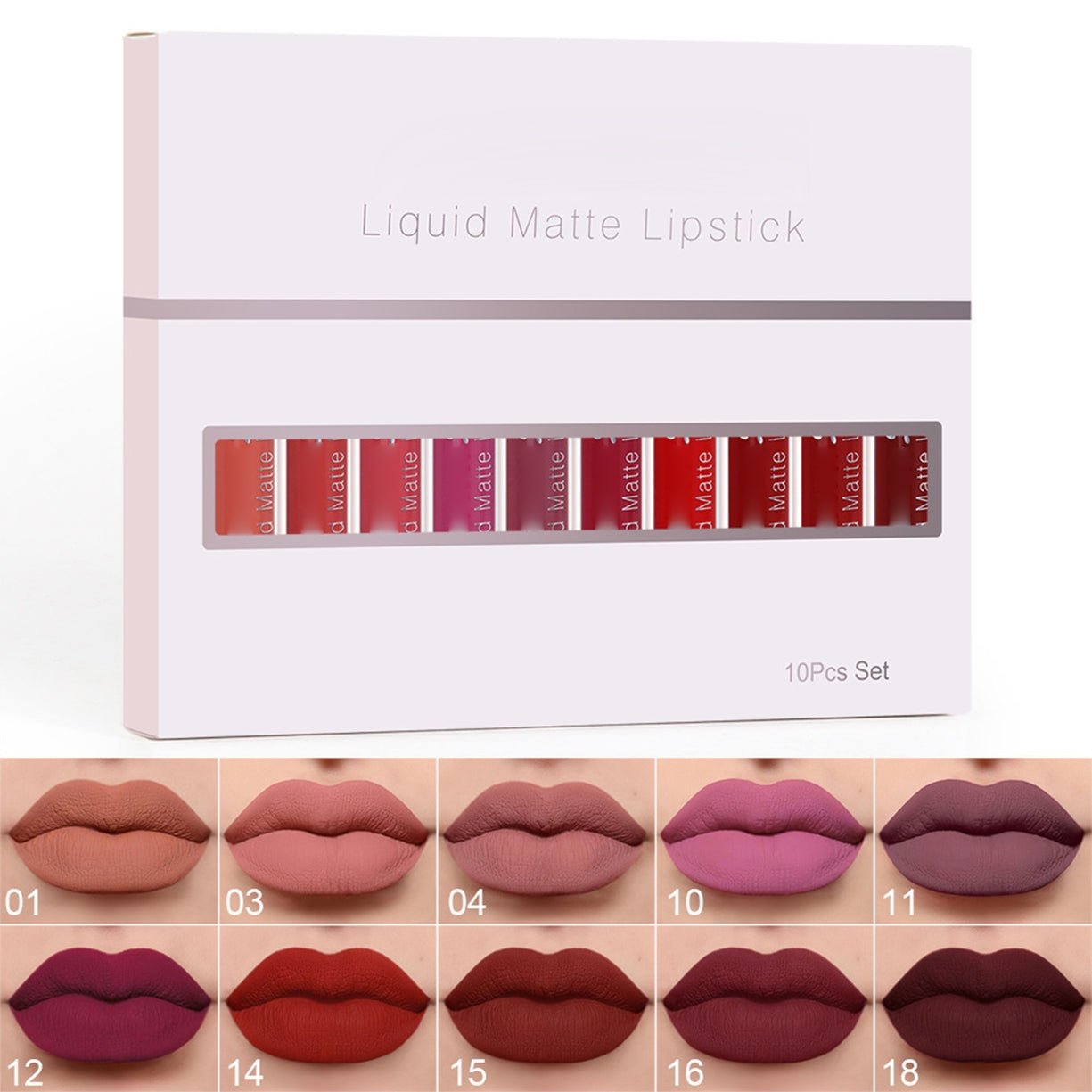 2026 Hot 49% OFF💖10Pcs Liquid Matte Matt Lipstick Set, Long Lasting Lipstick 24 hour Waterproof Lip Gloss
