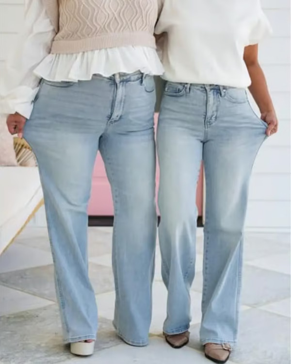 🏆LAST DAY SALE 50% OFF - Plus Size High Rise Vintage Wash Straight Leg Jeans