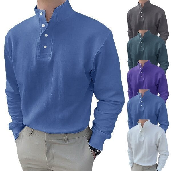 🔥Buy 2 Get Free Shipping🔥Gentleman's Simple Basic Stand-up Collar Long-sleeved Polo Shirt