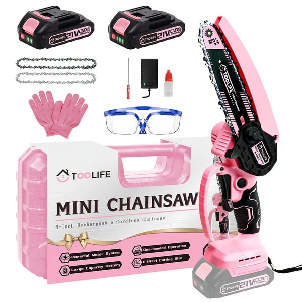 ⚡2battery & 2chain ⚡Mini Chainsaw Cordless 6 Inch