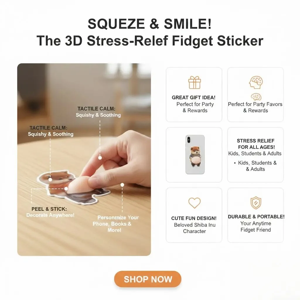 🔥HOT SALVE 6Pcs 3D Dog & Cat Belly Mochi Squishy Stickers