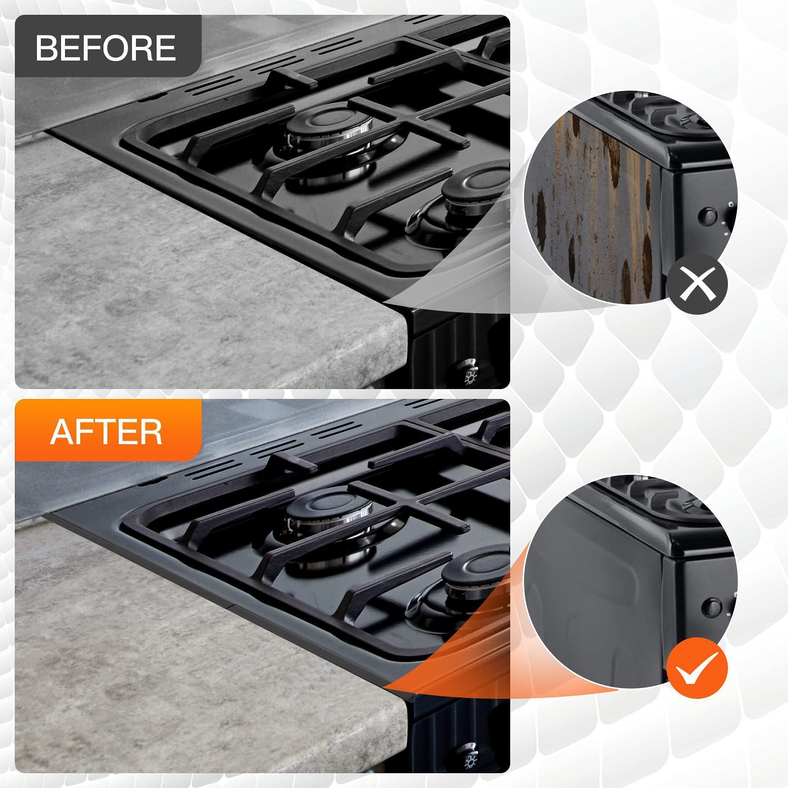 No More Food Falling – Retractable Stainless Steel Stove Gap Covers