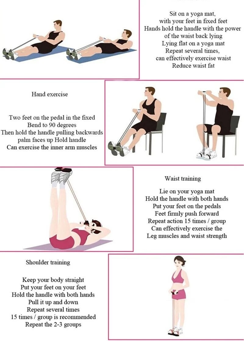 21 Fitness Resistance Bands-4 Tube Pedal Ankle Puller-SLOOSELYK