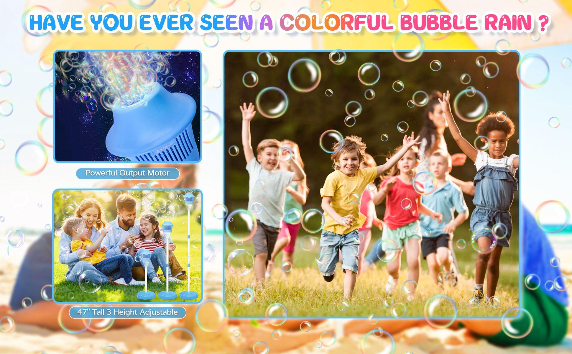 Automatic Handheld Bubble Machine for Kids, Bubble Maker Spring Summer Toys with Lights, Outdoor Rechargeable Blower for Children