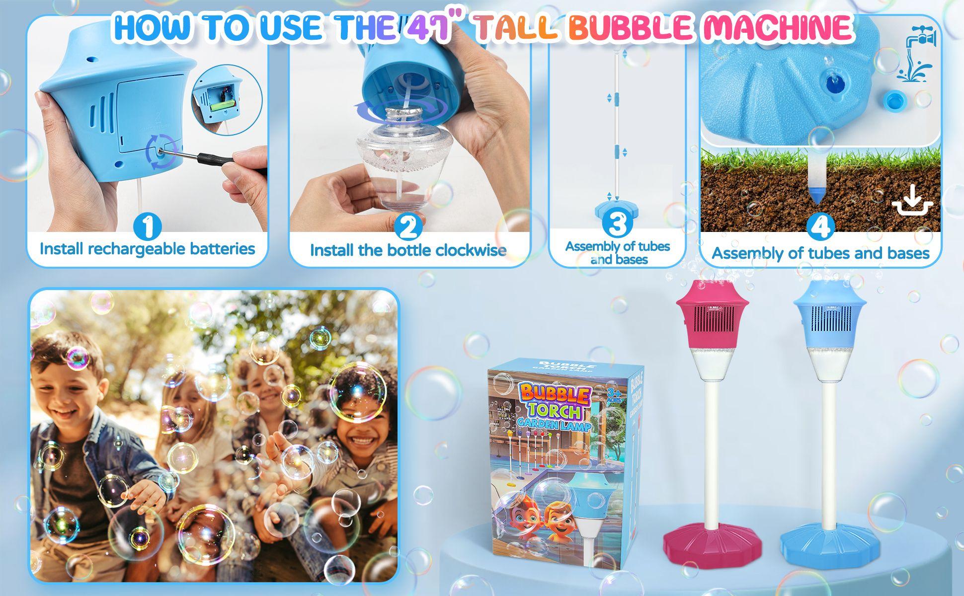 Automatic Handheld Bubble Machine for Kids, Bubble Maker Spring Summer Toys with Lights, Outdoor Rechargeable Blower for Children