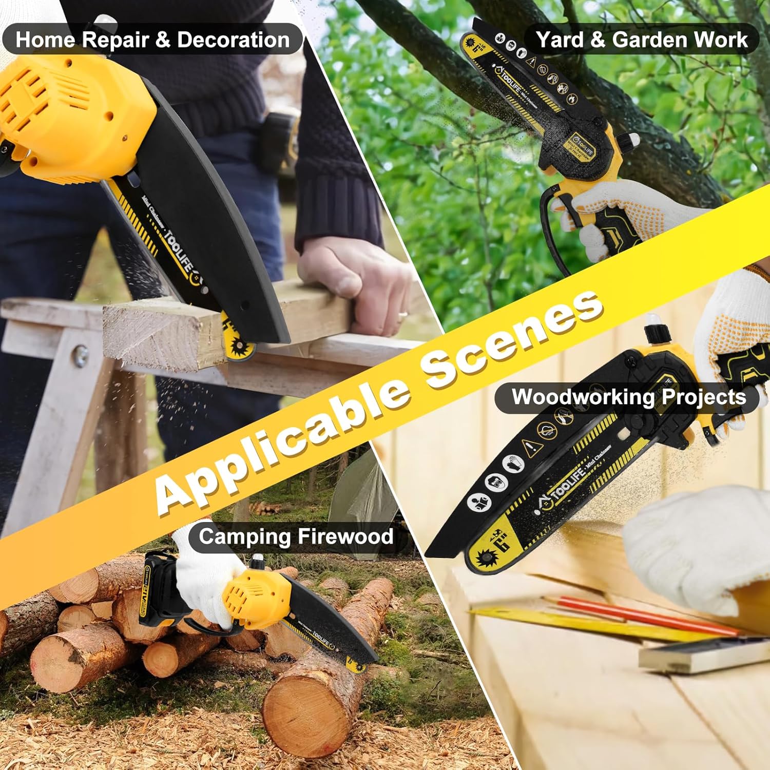 ⚡2battery & 2chain ⚡Mini Chainsaw Cordless 6 Inch