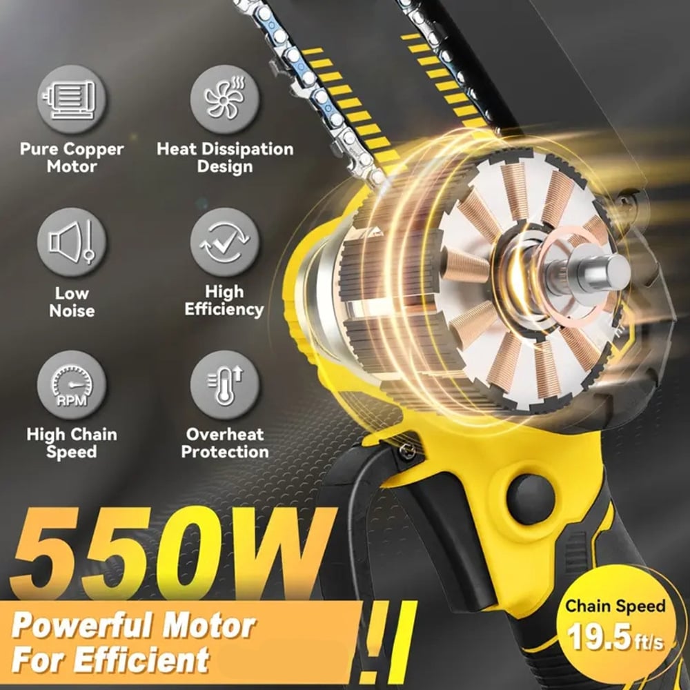 ⚡2battery & 2chain ⚡Mini Chainsaw Cordless 6 Inch