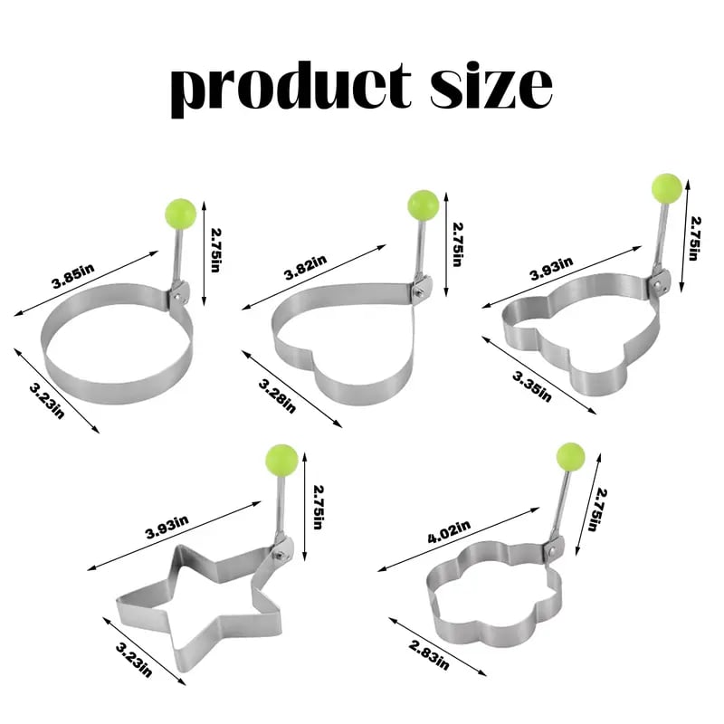 🔥LAST DAY 49% OFF-🔥5PCS Fried Egg Ring Molds Nonstick for Griddle Pan – Stainless Steel Egg Shaper Pancake Maker Set for Frying & Cooking
