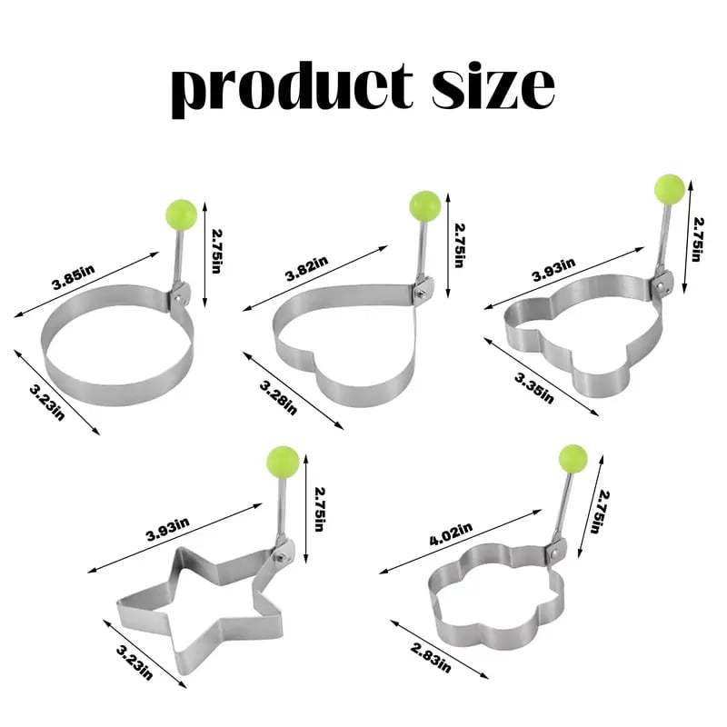 🔥LAST DAY 49% OFF-🔥5PCS Fried Egg Ring Molds Nonstick for Griddle Pan – Stainless Steel Egg Shaper Pancake Maker Set for Frying & Cooking