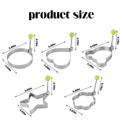🔥LAST DAY 49% OFF-🔥5PCS Fried Egg Ring Molds Nonstick for Griddle Pan – Stainless Steel Egg Shaper Pancake Maker Set for Frying & Cooking