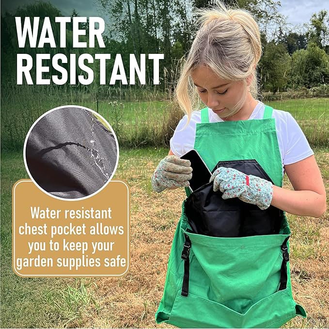Cross Back Gardening Apron With Deep Kangaroo Release Pockets